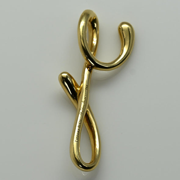 Elsa Peretti for Tiffany & Co. Alphabet Letter 18K Gold Initial "Y" Pendant