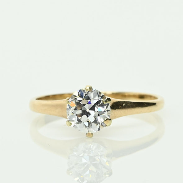 Antique 1.26 G VS Old European Cut Diamond Yellow Gold Solitaire Engagement Ring