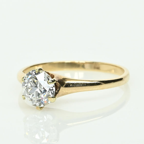 Antique 1.26 G VS Old European Cut Diamond Yellow Gold Solitaire Engagement Ring