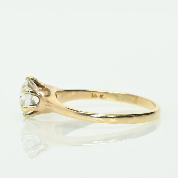 Antique 1.26 G VS Old European Cut Diamond Yellow Gold Solitaire Engagement Ring