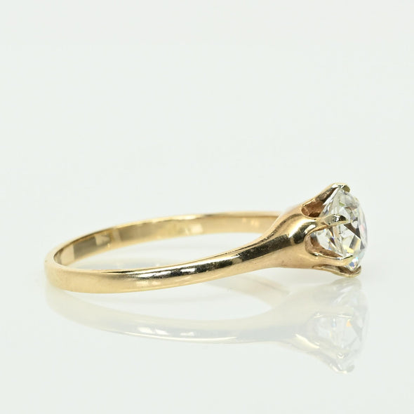 Antique 1.26 G VS Old European Cut Diamond Yellow Gold Solitaire Engagement Ring
