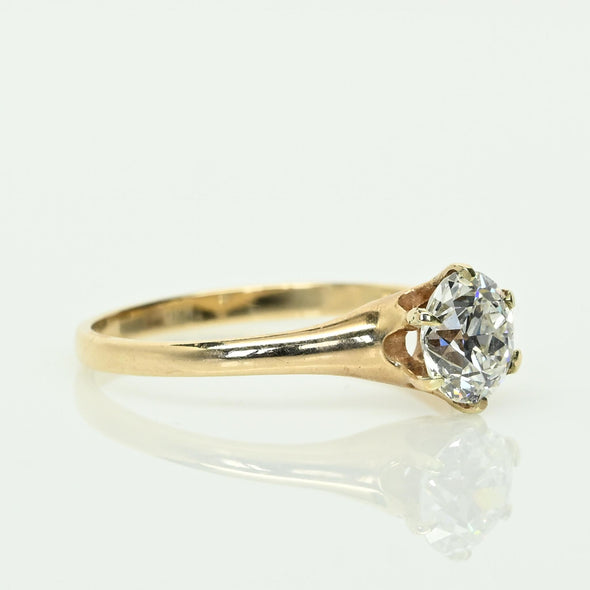Antique 1.26 G VS Old European Cut Diamond Yellow Gold Solitaire Engagement Ring