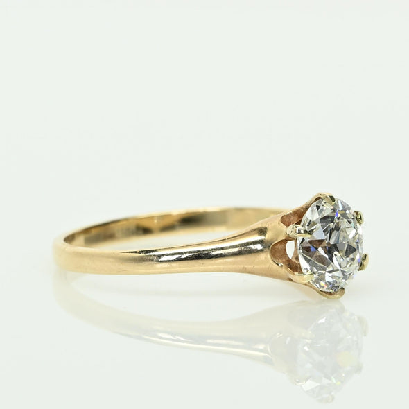 Antique 1.26 G VS Old European Cut Diamond Yellow Gold Solitaire Engagement Ring