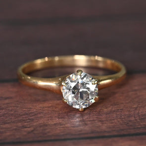 Antique 1.26 G VS Old European Cut Diamond Yellow Gold Solitaire Engagement Ring