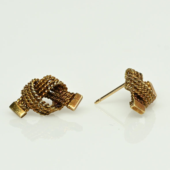 Tiffany Co. Vintage Love Knot 14K Yellow Gold Stud Earrings