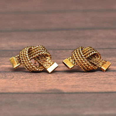 Tiffany Co. Vintage Love Knot 14K Yellow Gold Stud Earrings