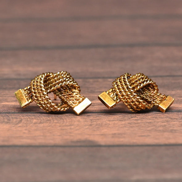 Tiffany Co. Vintage Love Knot 14K Yellow Gold Stud Earrings