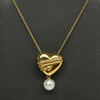 Vintage Tiffany & Co. Cupid's Arrow Puff Heart Pearl 18k Gold Necklace 1994