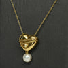 Vintage Tiffany & Co. Cupid's Arrow Puff Heart Pearl 18k Gold Necklace 1994