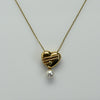 Vintage Tiffany & Co. Cupid's Arrow Puff Heart Pearl 18k Gold Necklace 1994