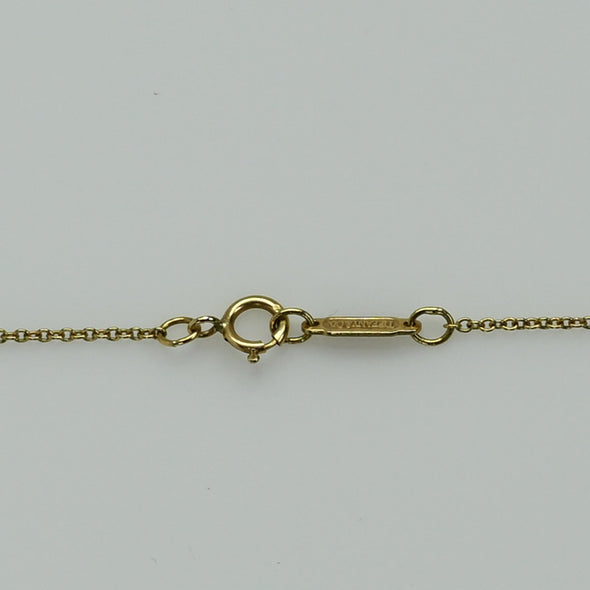 Vintage Tiffany & Co. Cupid's Arrow Puff Heart Pearl 18k Gold Necklace 1994