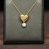 Vintage Tiffany & Co. Cupid's Arrow Puff Heart Pearl 18k Gold Necklace 1994