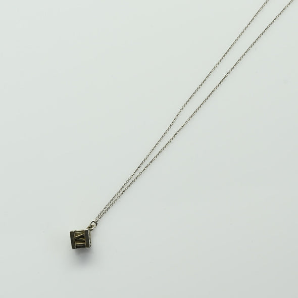 Tiffany Co. Atlas Cube Roman Numeral 925 Sterling Silver Necklace