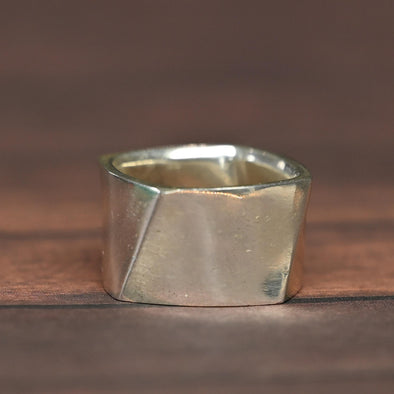 Tiffany & Co. Frank Gehry Wide Torque Square Band Sterling Silver Ring Size 5