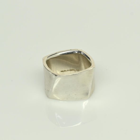 Tiffany & Co. Frank Gehry Wide Torque Square Band Sterling Silver Ring Size 5