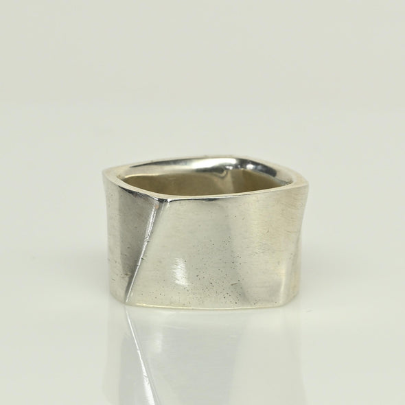 Tiffany & Co. Frank Gehry Wide Torque Square Band Sterling Silver Ring Size 5
