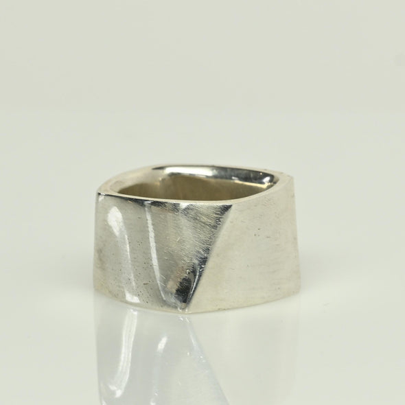 Tiffany & Co. Frank Gehry Wide Torque Square Band Sterling Silver Ring Size 5