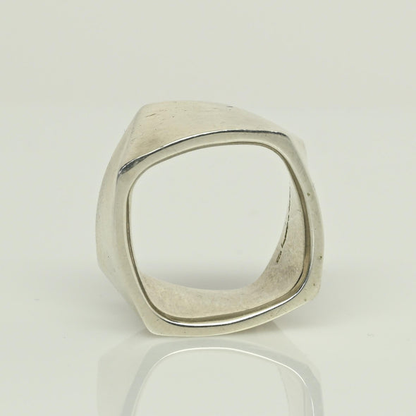 Tiffany & Co. Frank Gehry Wide Torque Square Band Sterling Silver Ring Size 5