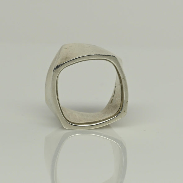 Tiffany & Co. Frank Gehry Wide Torque Square Band Sterling Silver Ring Size 5