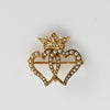 Vintage Interlocking Hearts w Crown Pearl Gold Brooch