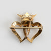 Vintage Interlocking Hearts w Crown Pearl Gold Brooch
