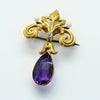 Antique Amethyst Pear Diamond & Pearl Art Nouveau Converter Brooch / Pendant