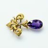 Antique Amethyst Pear Diamond & Pearl Art Nouveau Converter Brooch / Pendant