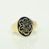Vintage Signet E M J Blue Enamel 14k Yellow Gold Ring Dated 1941