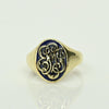 Vintage Signet E M J Blue Enamel 14k Yellow Gold Ring Dated 1941