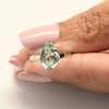 Vintage Marquise Uranium Glass 14k White Gold Solitaire Ring - Glows Green!
