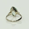 Vintage Marquise Uranium Glass 14k White Gold Solitaire Ring - Glows Green!
