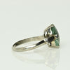 Vintage Marquise Uranium Glass 14k White Gold Solitaire Ring - Glows Green!