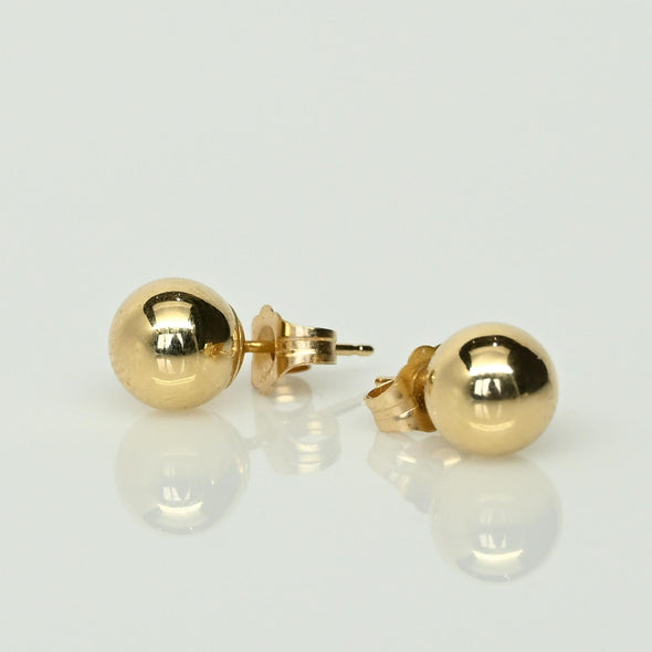 7mm 14K Yellow Gold Ball Stud Earrings