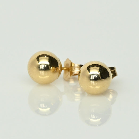 7mm 14K Yellow Gold Ball Stud Earrings