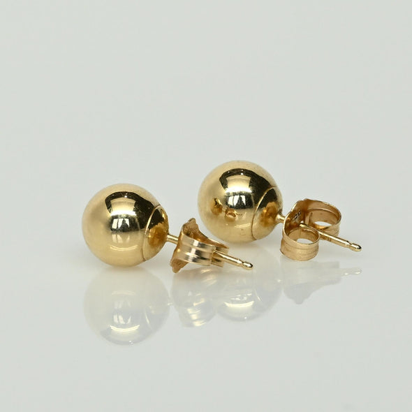 7mm 14K Yellow Gold Ball Stud Earrings