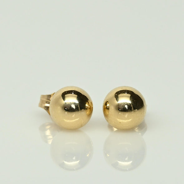 7mm 14K Yellow Gold Ball Stud Earrings