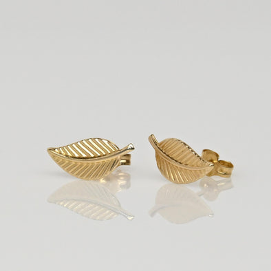 Gold Leaf 14k Stud Earrings