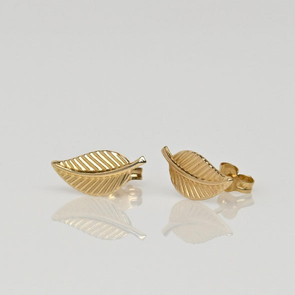 Gold Leaf 14k Stud Earrings