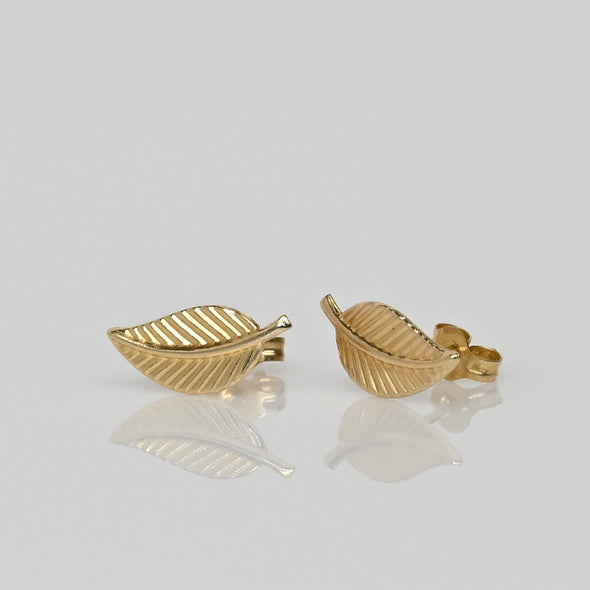 Gold Leaf 14k Stud Earrings
