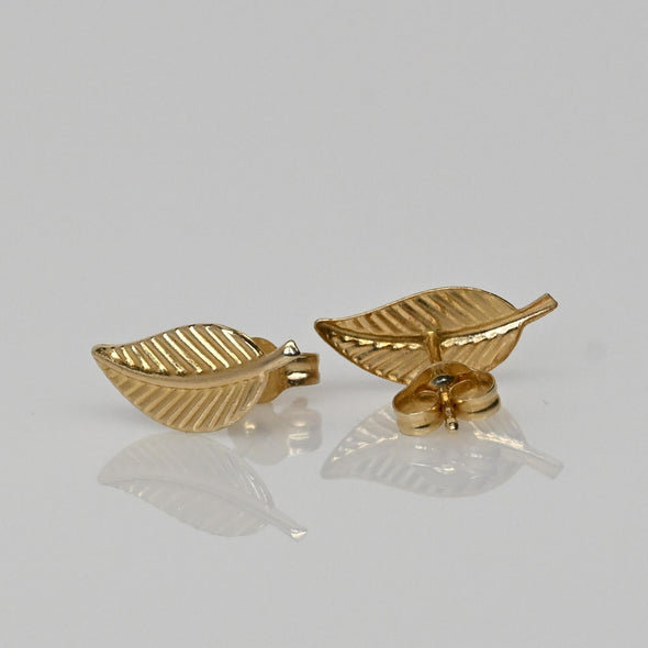 Gold Leaf 14k Stud Earrings