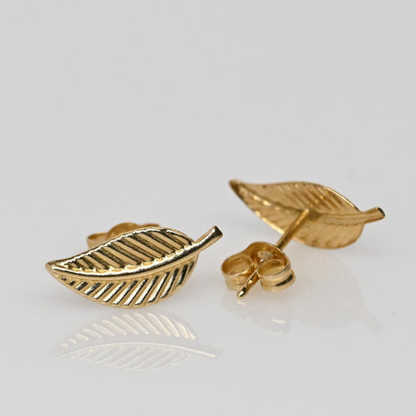 Gold Leaf 14k Stud Earrings