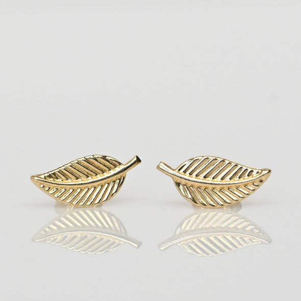 Gold Leaf 14k Stud Earrings