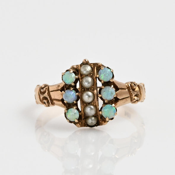 Victorian Opal & Seed Pearl Gold Ring