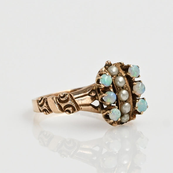 Victorian Opal & Seed Pearl Gold Ring