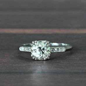 1.22cttw Art Deco Platinum Solitaire Diamond Engagement Ring