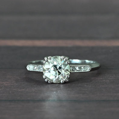 1.22cttw Art Deco Platinum Solitaire Diamond Engagement Ring