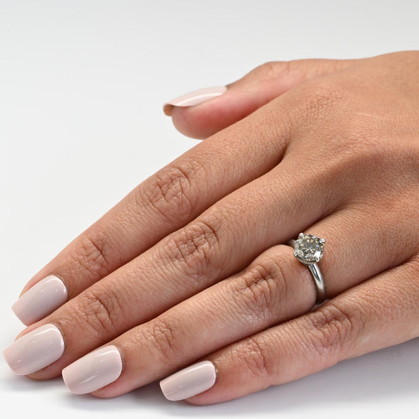 Art Deco 1.68ct Old European Cut Light Brown Diamond Platinum Solitaire Ring