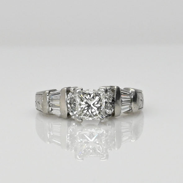 1.83ctw Princess Cut Diamond Platinum Engagement Ring w IGI