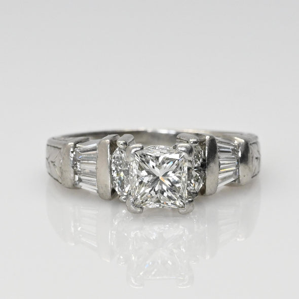 1.83ctw Princess Cut Diamond Platinum Engagement Ring w IGI