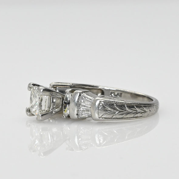 1.83ctw Princess Cut Diamond Platinum Engagement Ring w IGI